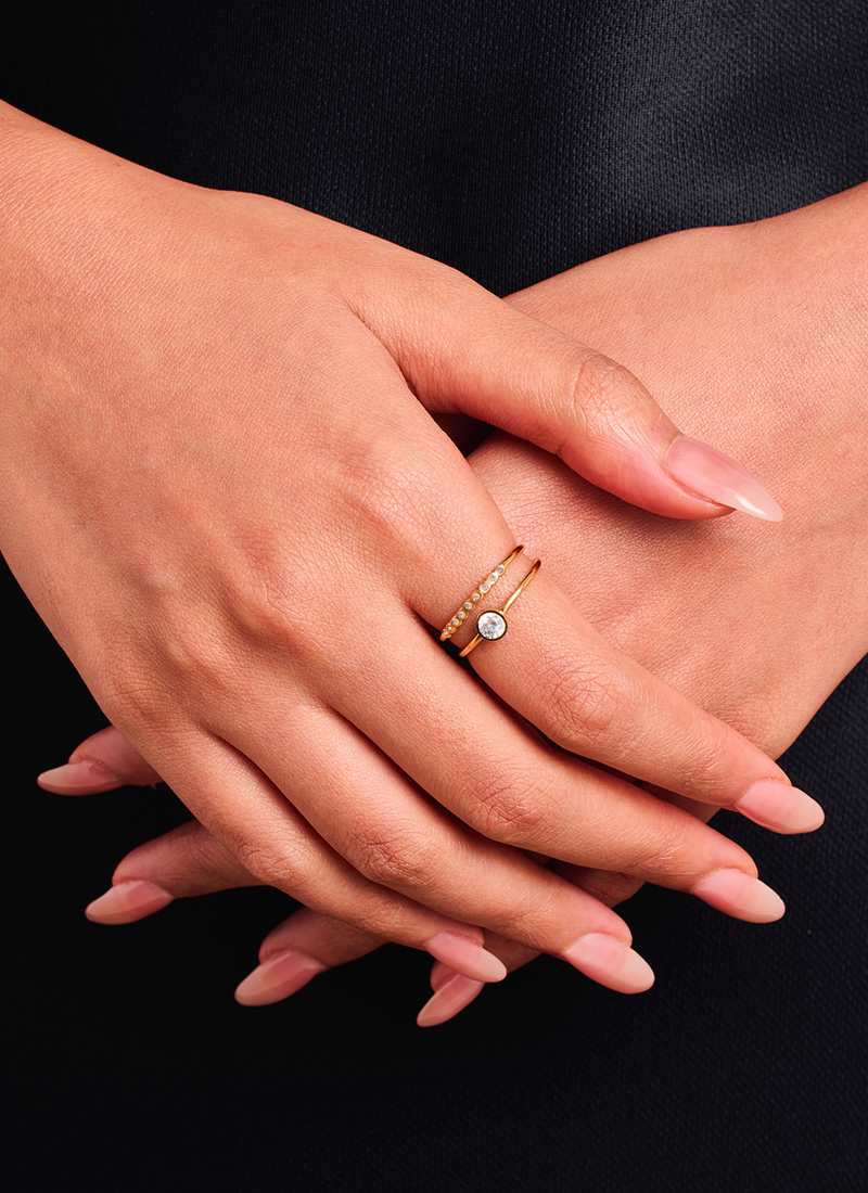 Twin Spark Gold Ring