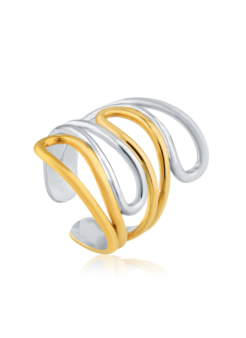 elegant two tone open curve ring by Elra
