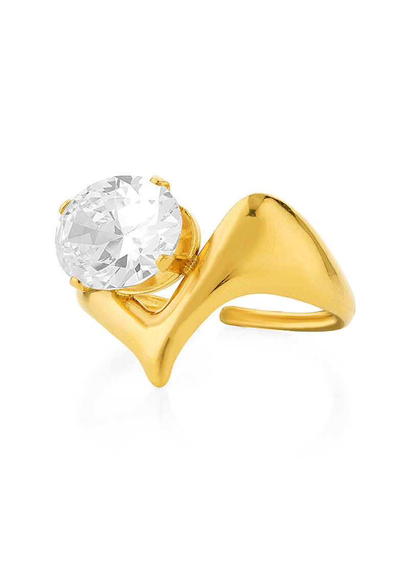 contemporary gold fold ring design for women