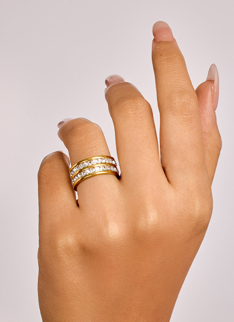 Dual Crystal Band Ring