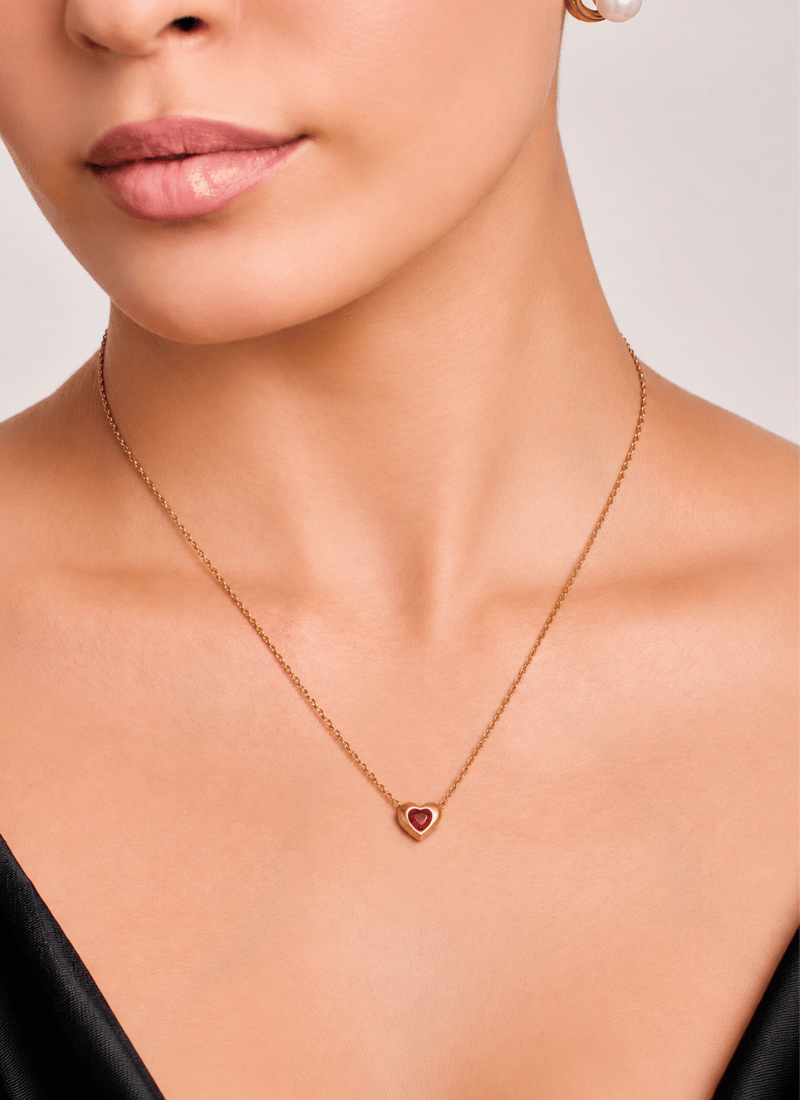 Blush Heart Necklace:Red