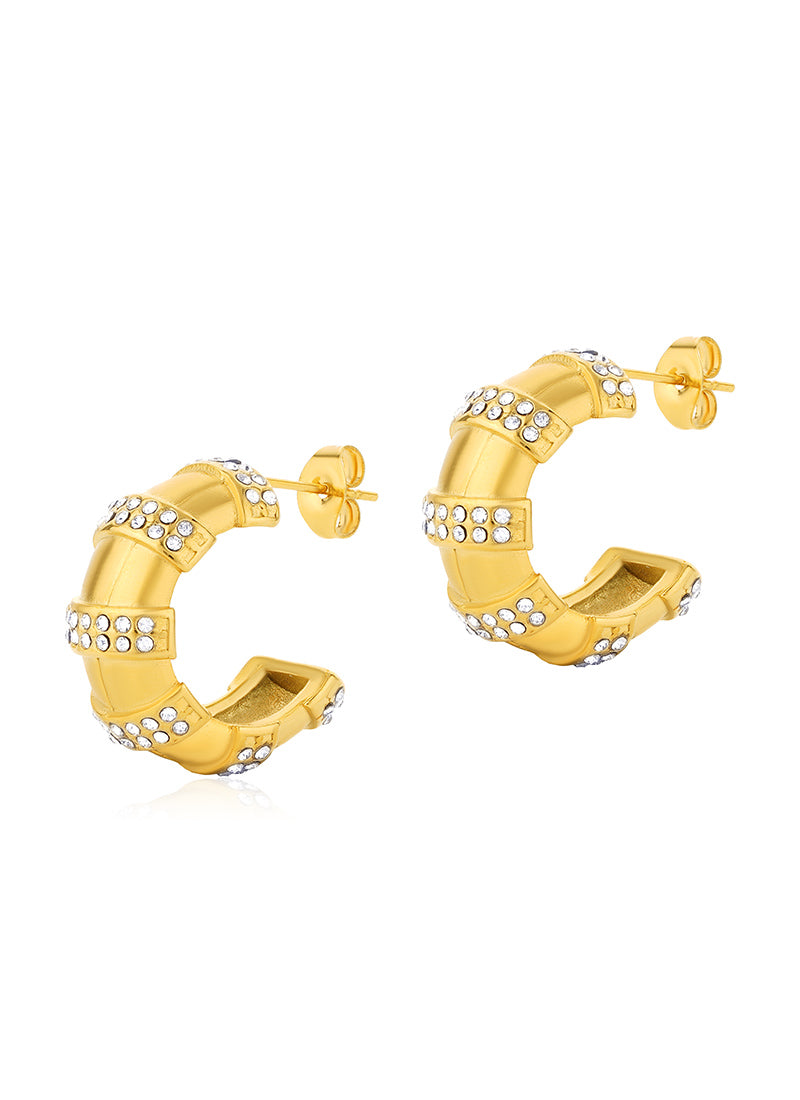 Crystal Arc Hoop Earrings
