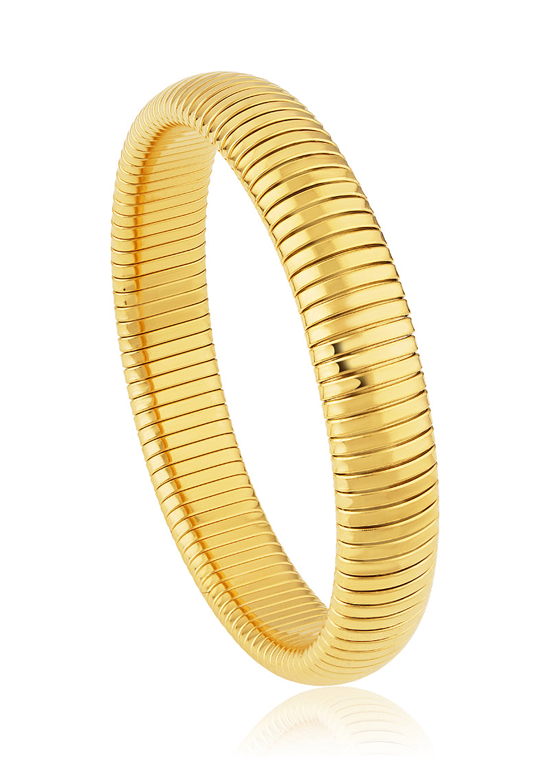 Ribbed Golden Bangle | 18K Gold Plated Jewellery | Elra