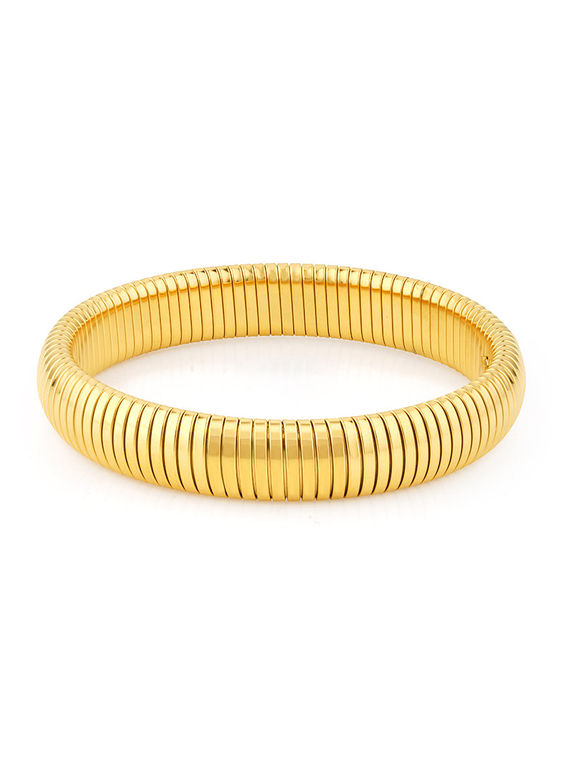 Ribbed Golden Bangle Bracelet