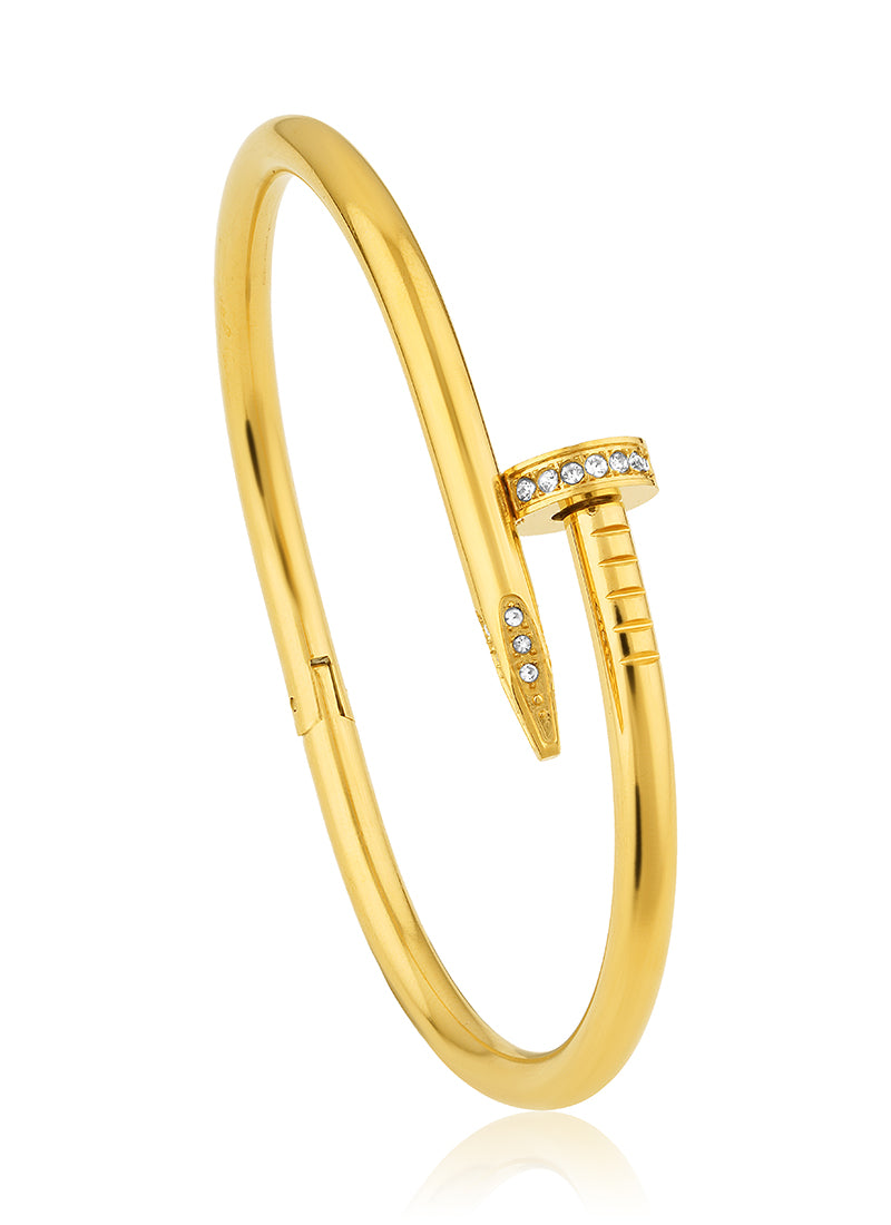 Golden Nail Bangle Bracelet