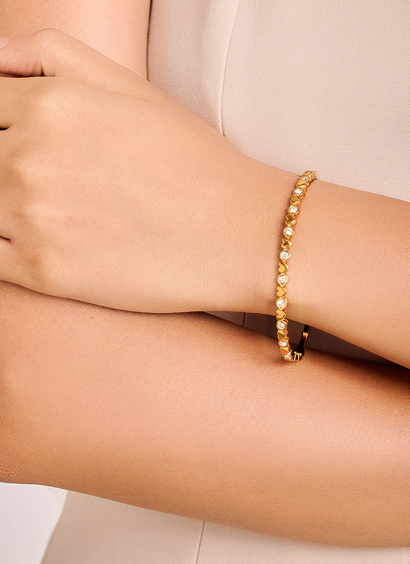 Heartline Crystal Bangle Bracelet