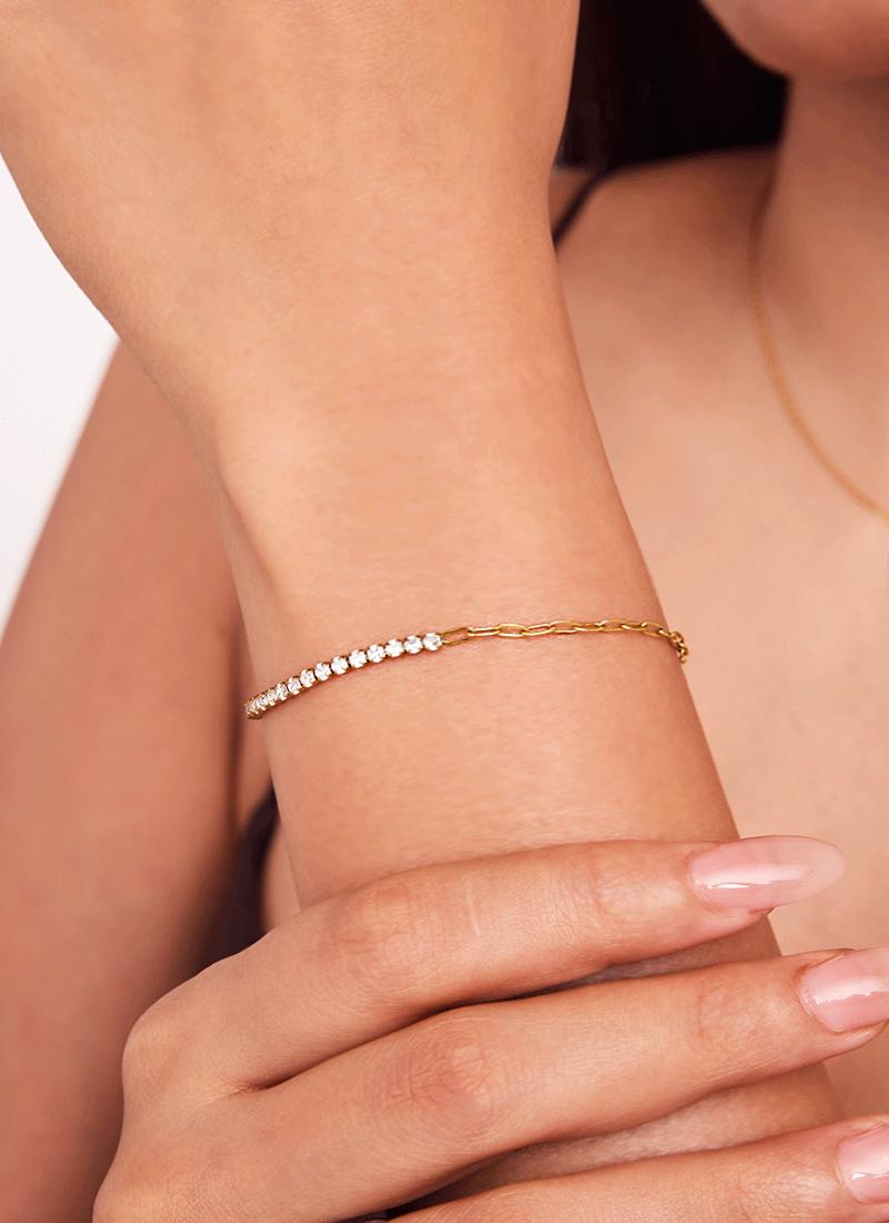 Half Chain Tennis Bracelet