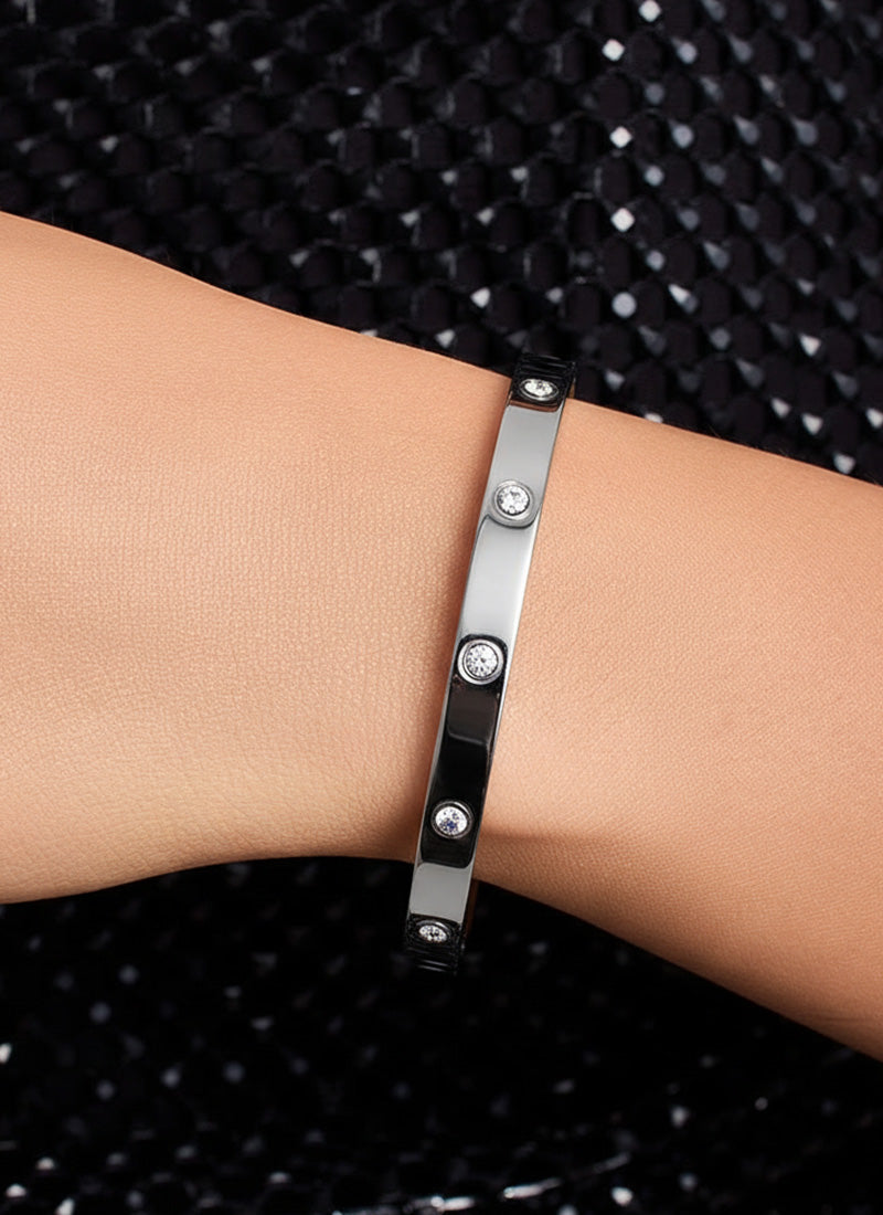 Crystal Orbit Bangle Bracelet