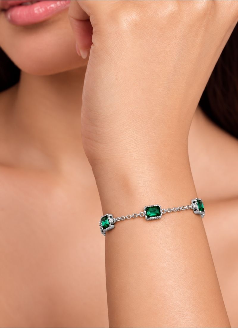 Emerald Spark Bracelet:Silver