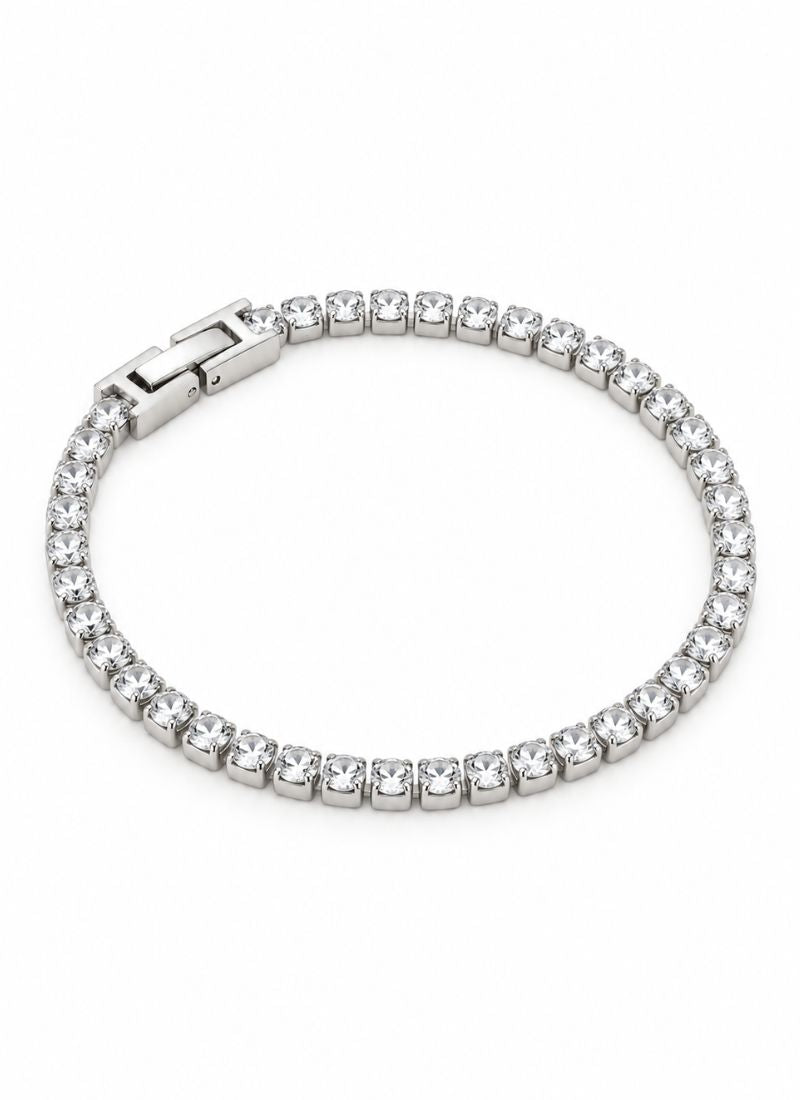 Crystal Glow Tennis Bracelet:White