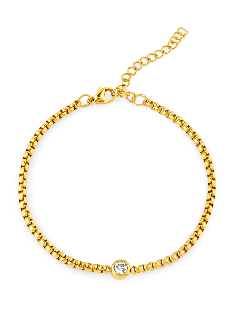 Box Chain Solitaire Bracelet
