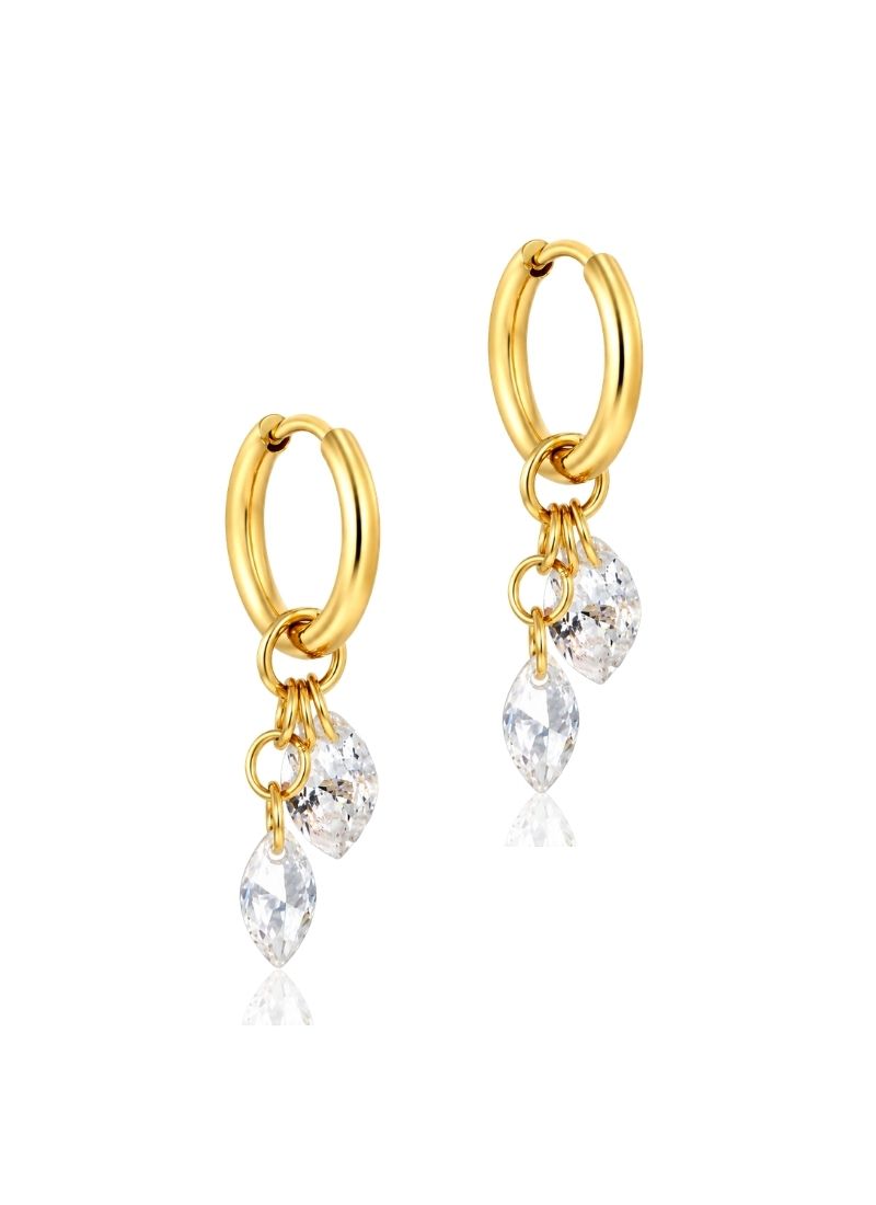Crystal Charm Hoop Earrings