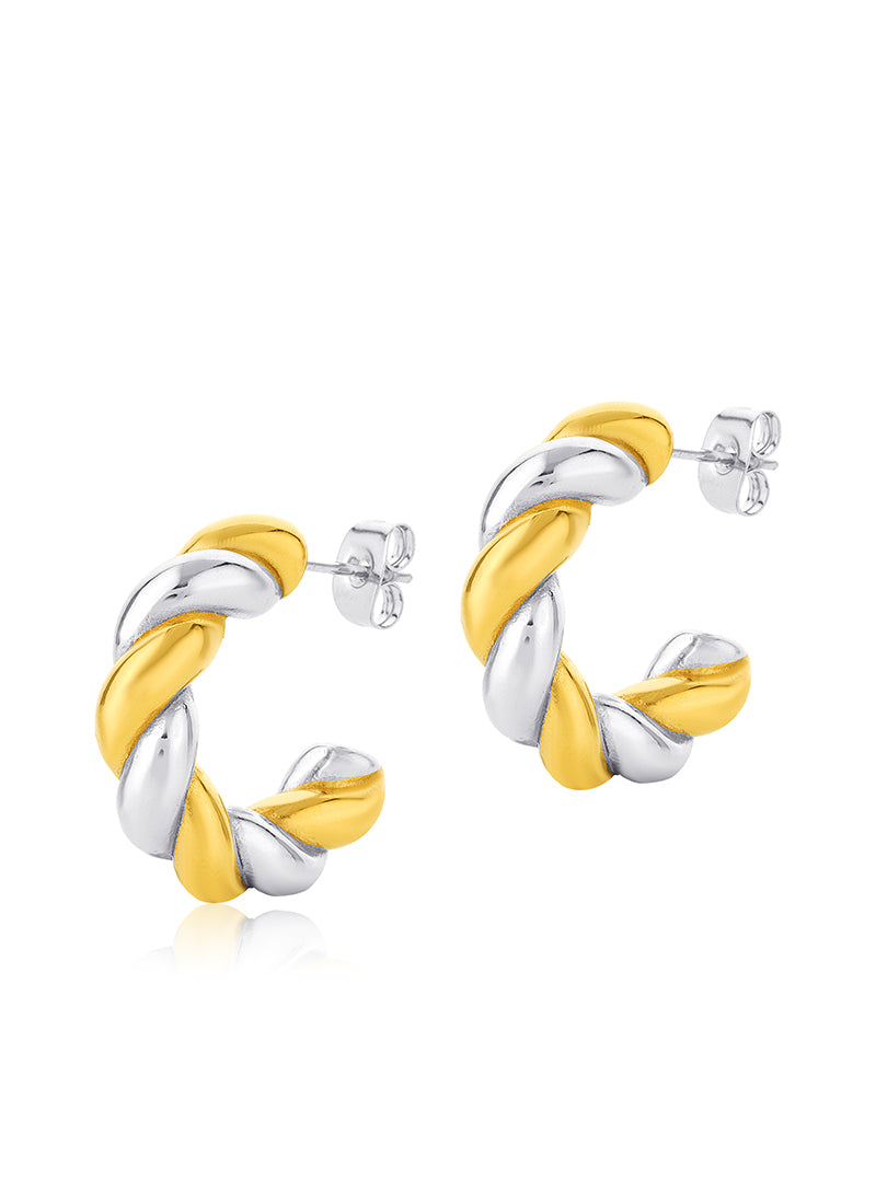 Dual Tone Spiral Earrings