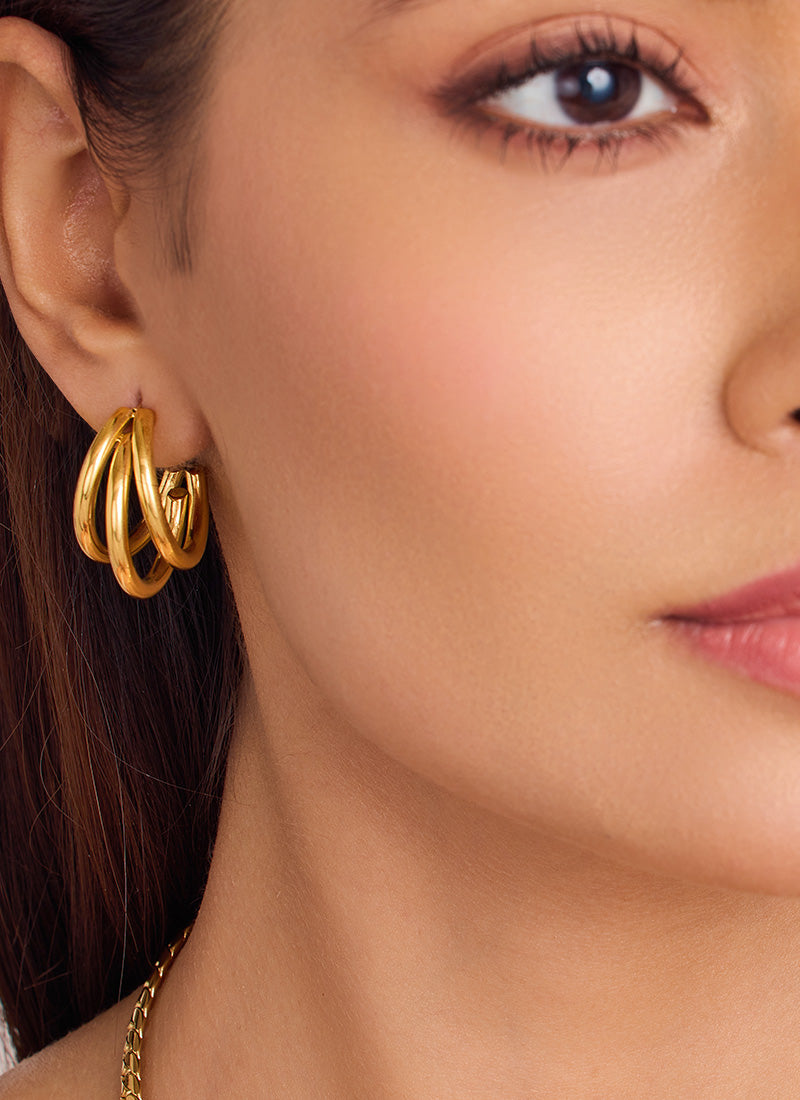 Golden Orbit Trio Hoops