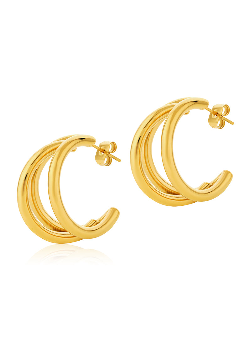 Golden Orbit Trio Hoops