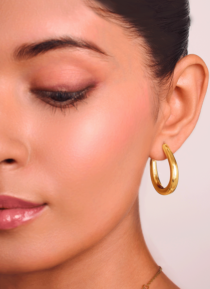 Golden Teardrop Hoop Earrings