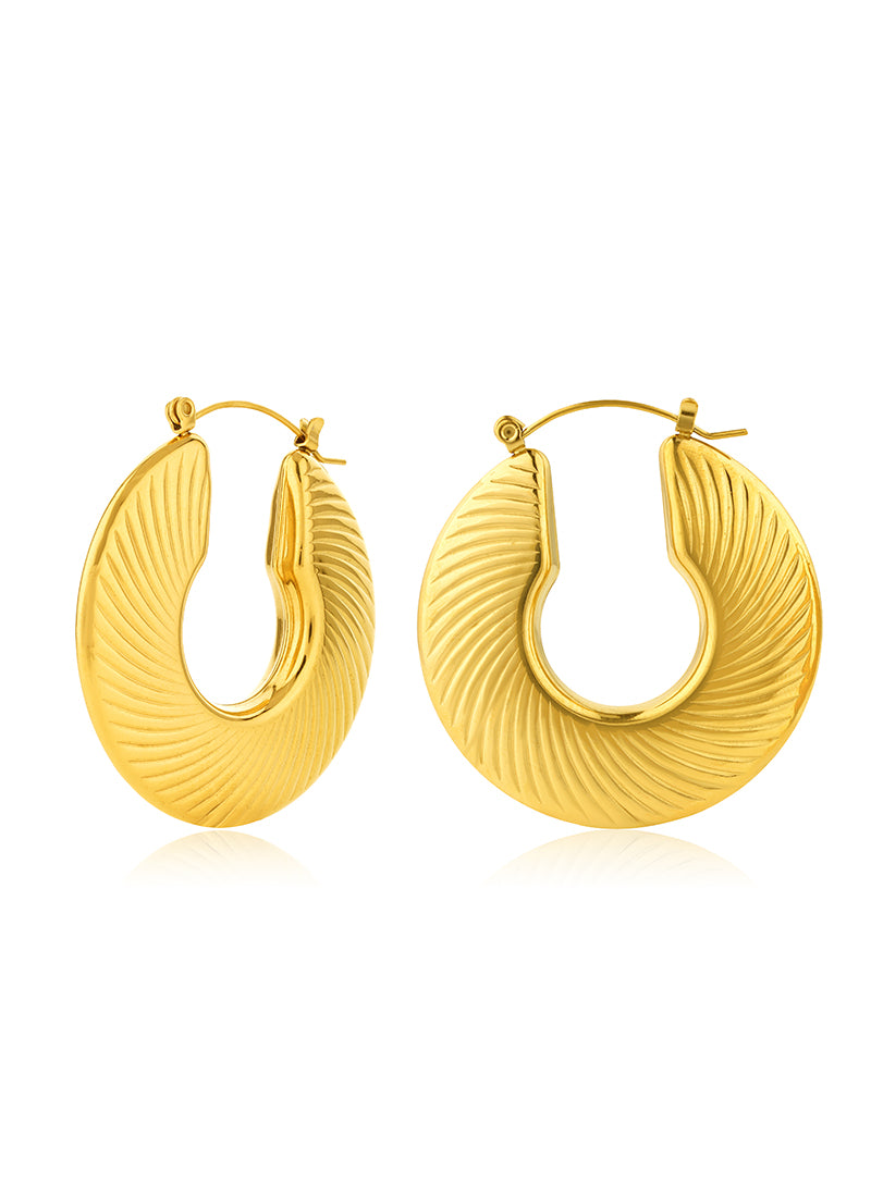 Grooved Gold Hoop Earrings