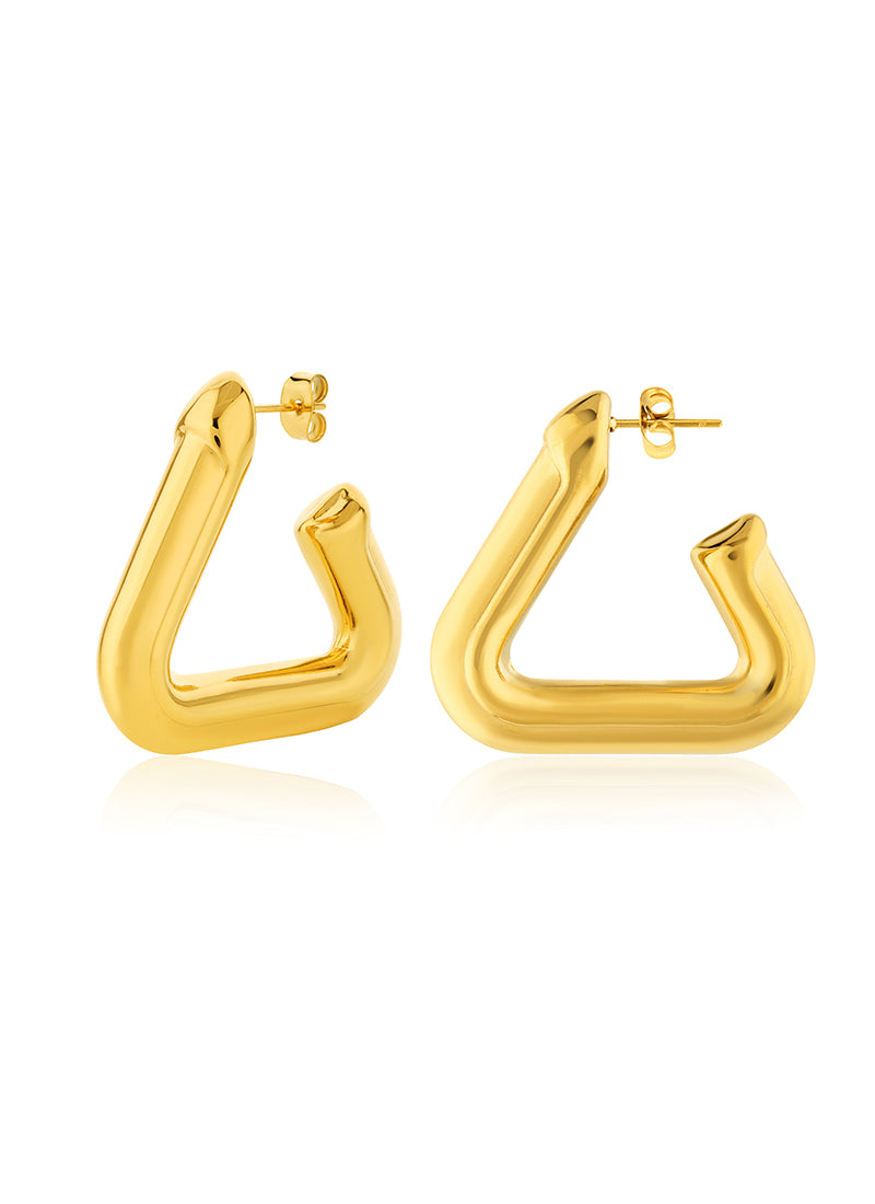 Golden Tri Form Hoop Earrings