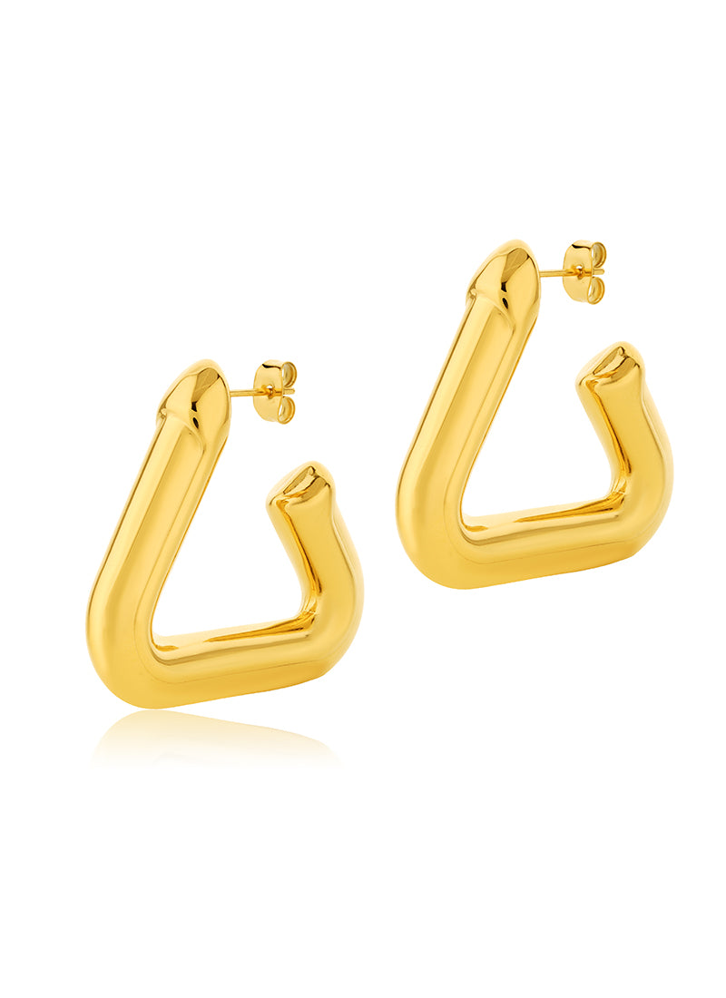Golden Tri Form Hoop Earrings