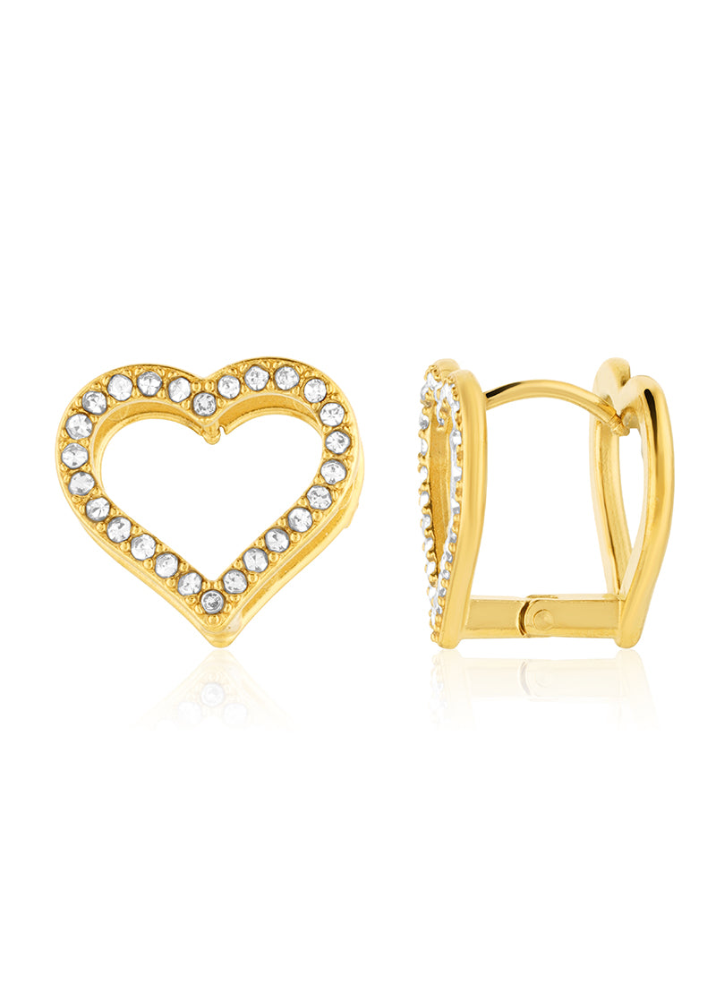 Sparkling Heart Stud Earrings