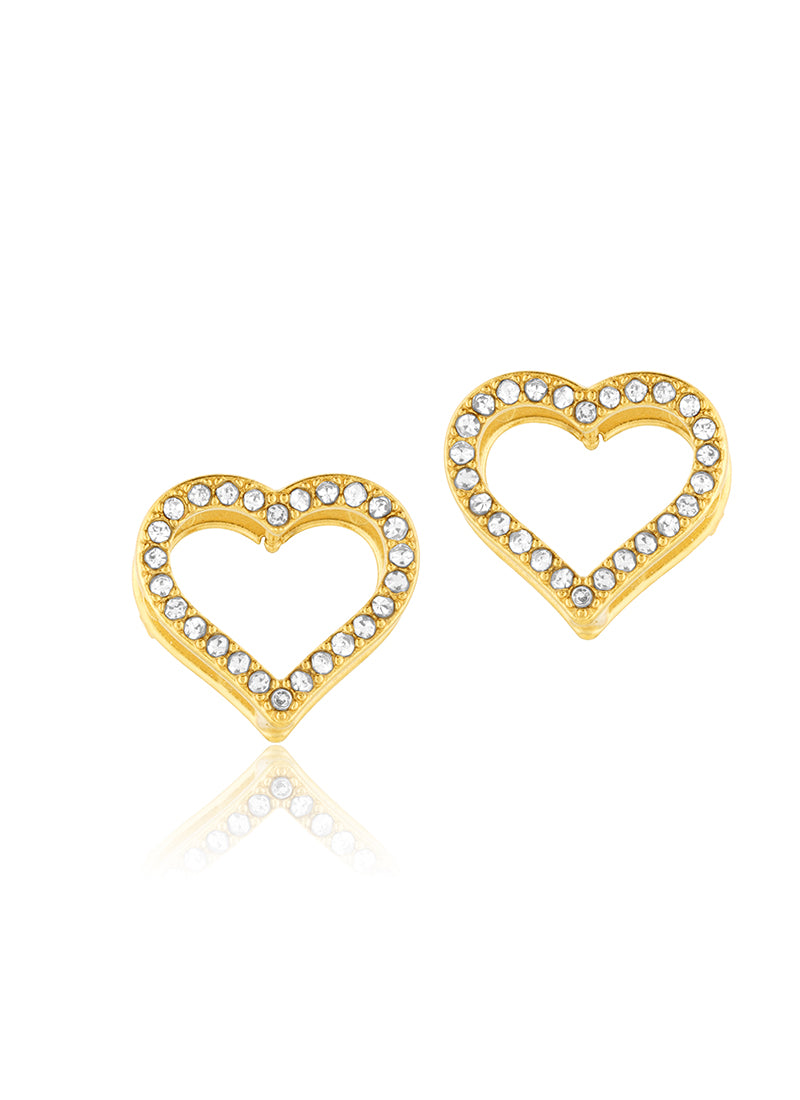 Sparkling Heart Stud Earrings