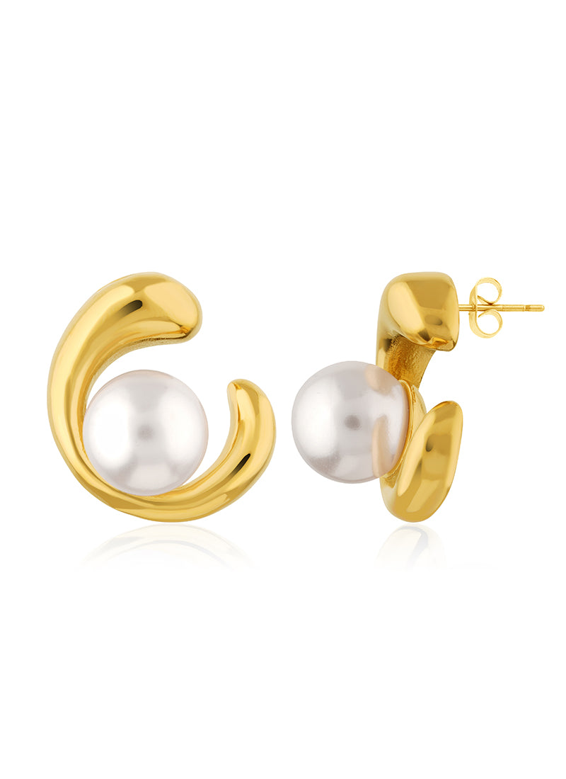 Radiant Pearl Arc Earrings