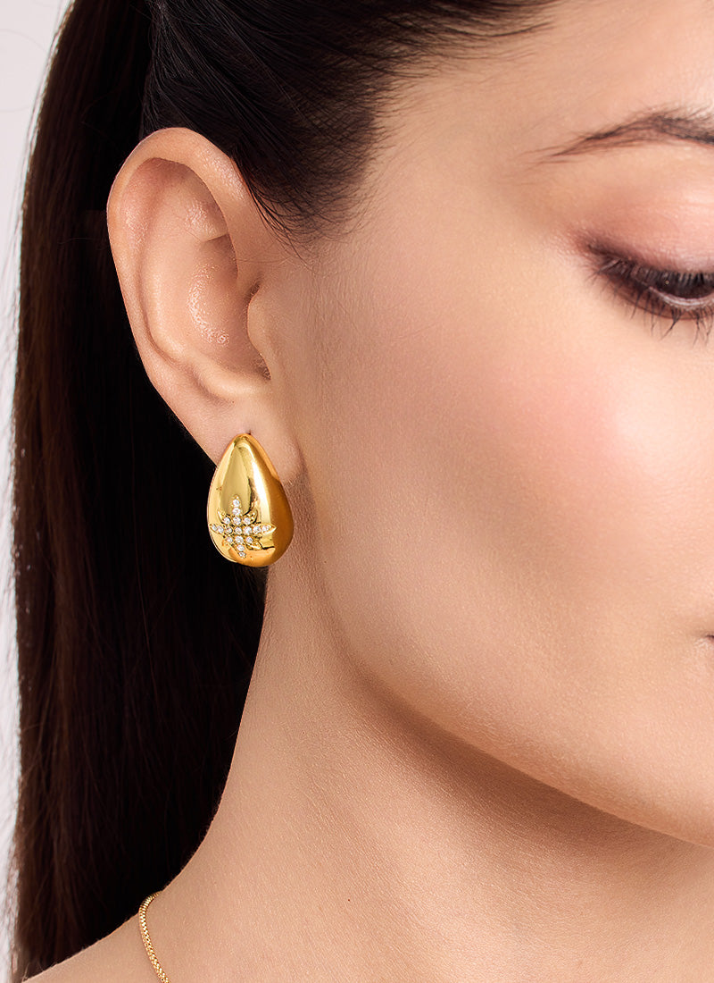 Golden Starburst Drop Earrings