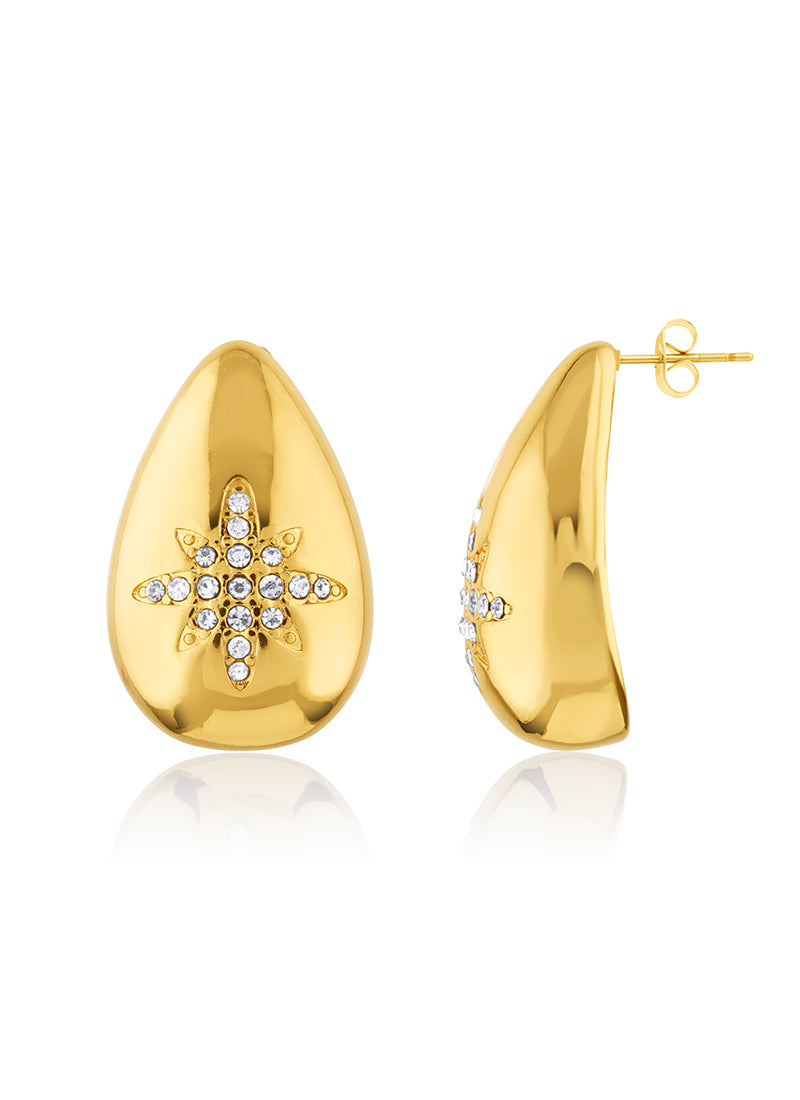 Golden Starburst Drop Earrings