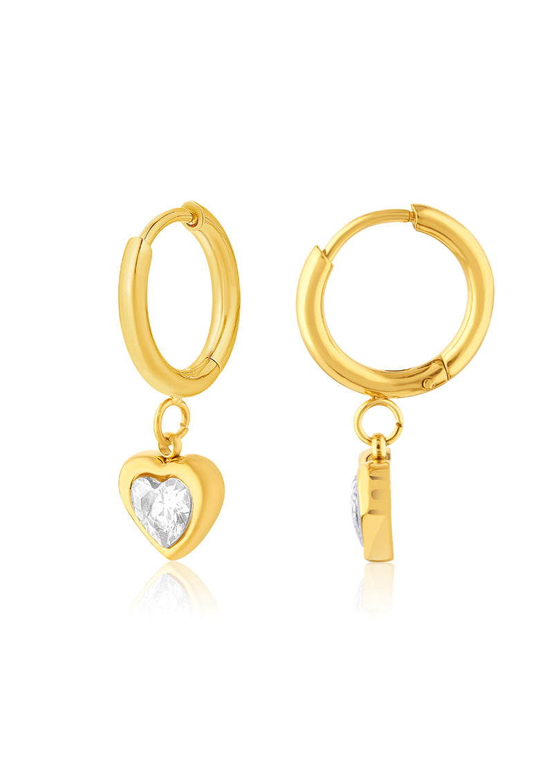 Golden Heart Drop Hoops