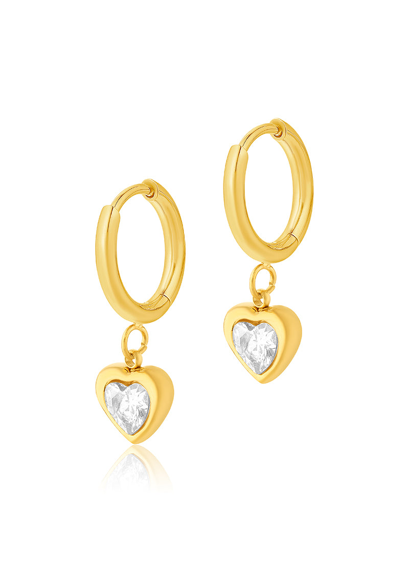 Golden Heart Drop Hoops
