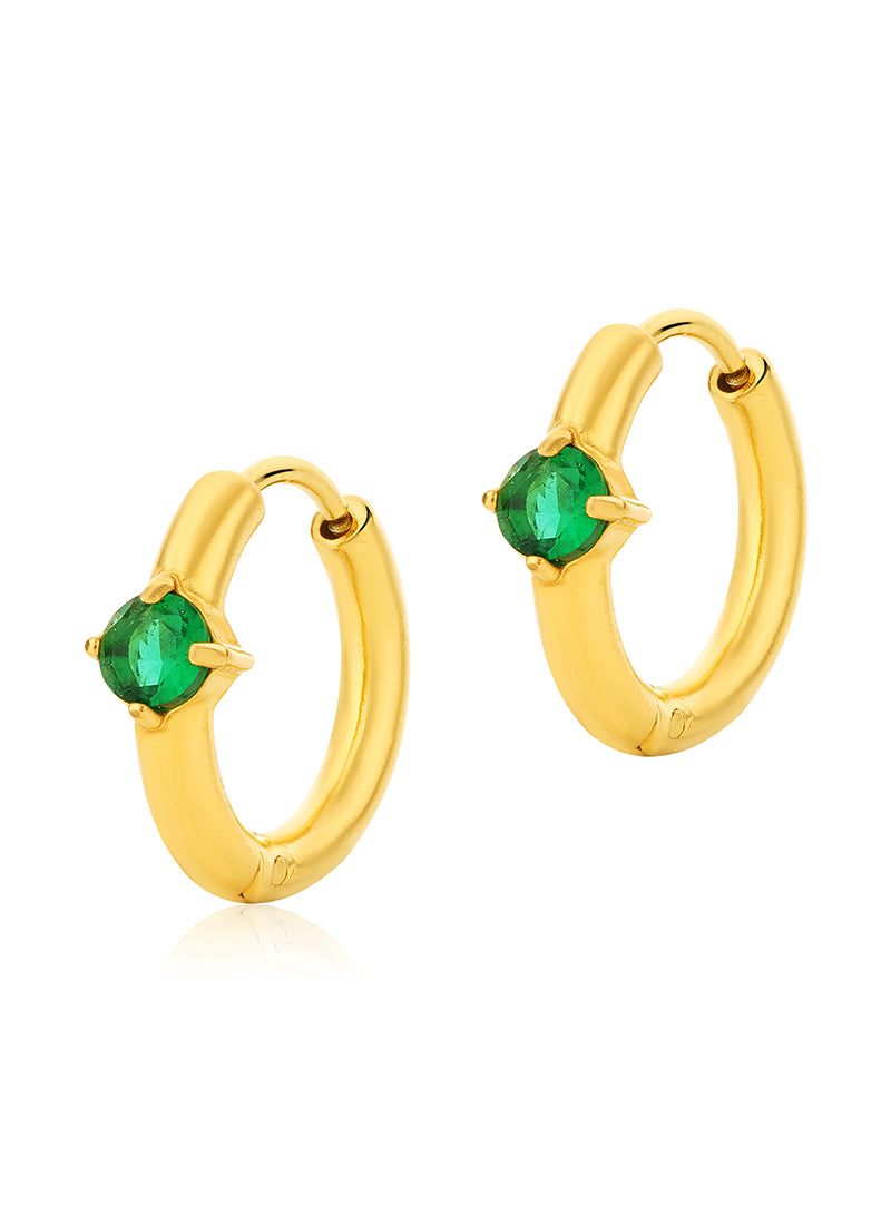 Dainty Emerald Spark Hoops