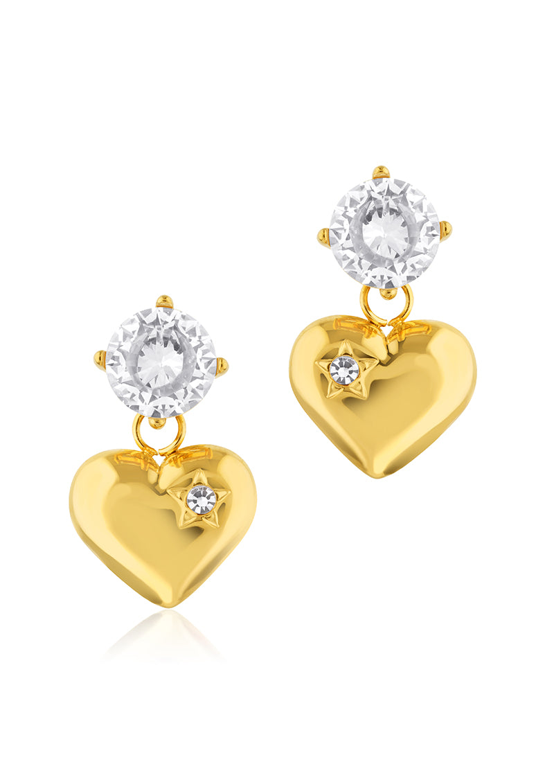 Golden Heart Star Earrings
