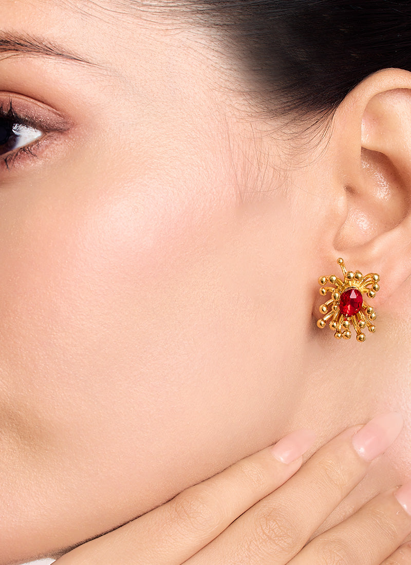Ruby Sunfire Stud Earrings
