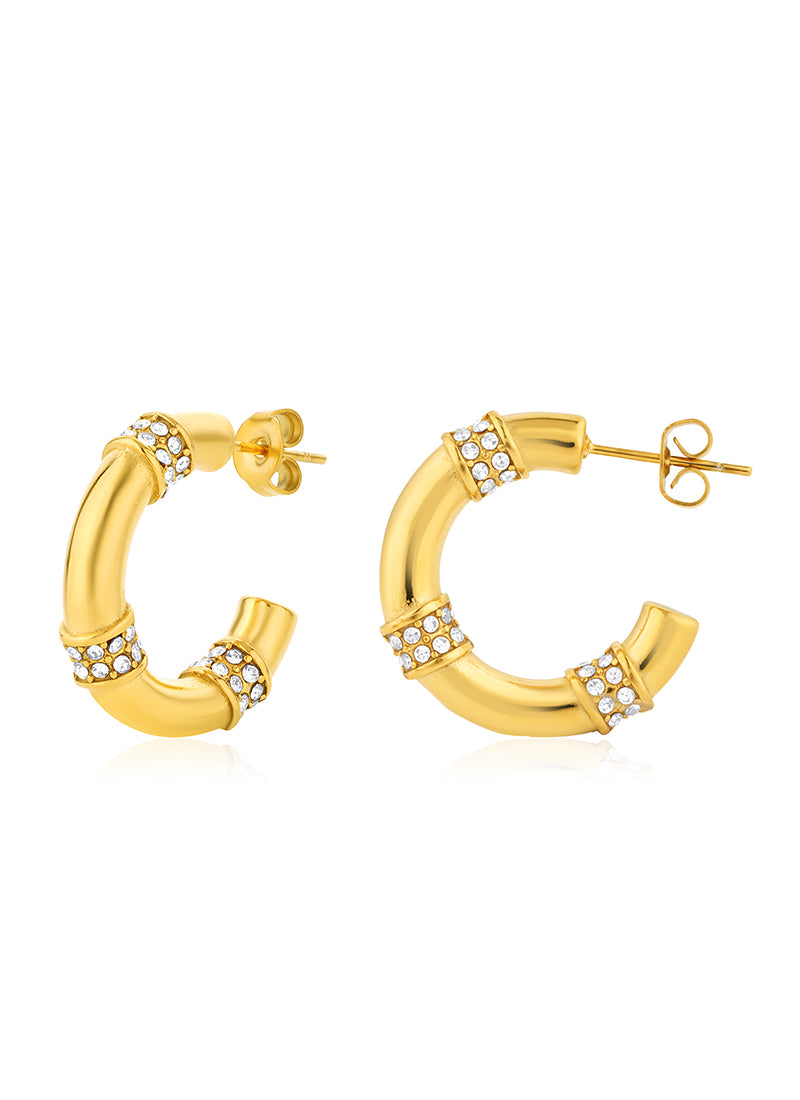 Crystal Arc Hoop Earrings