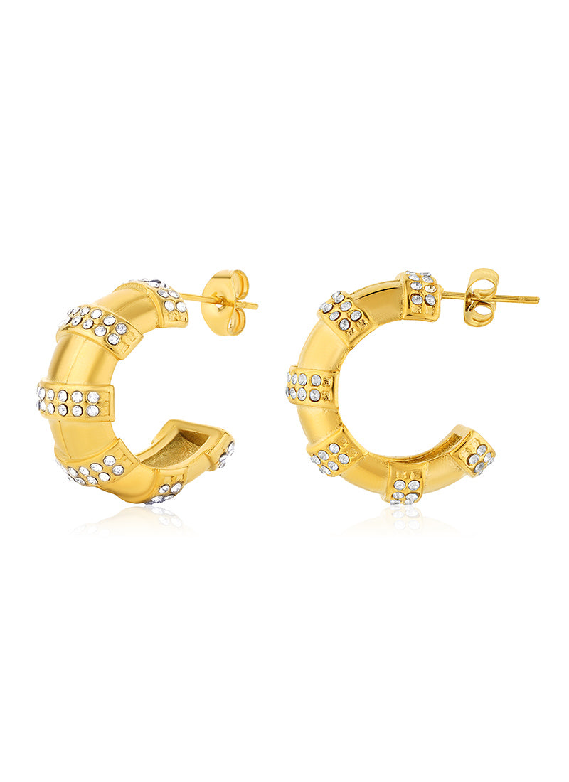 Crystal Arc Hoop Earrings