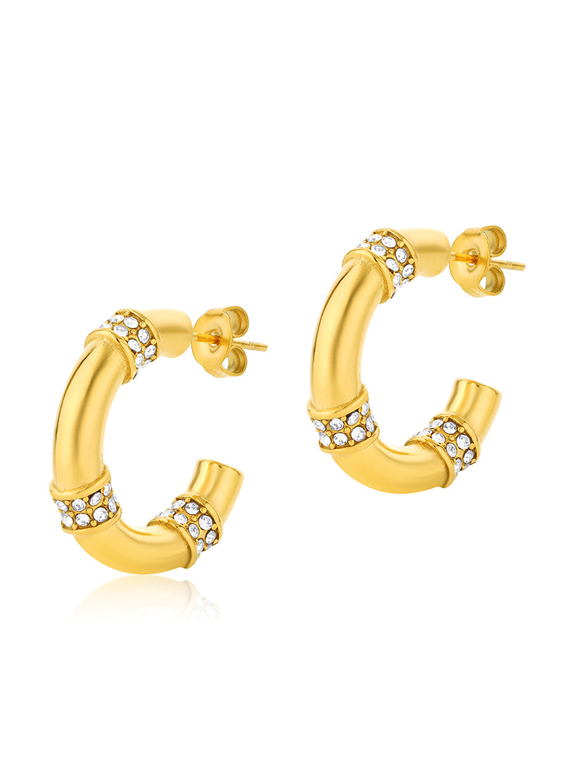 Crystal Arc Hoop Earrings