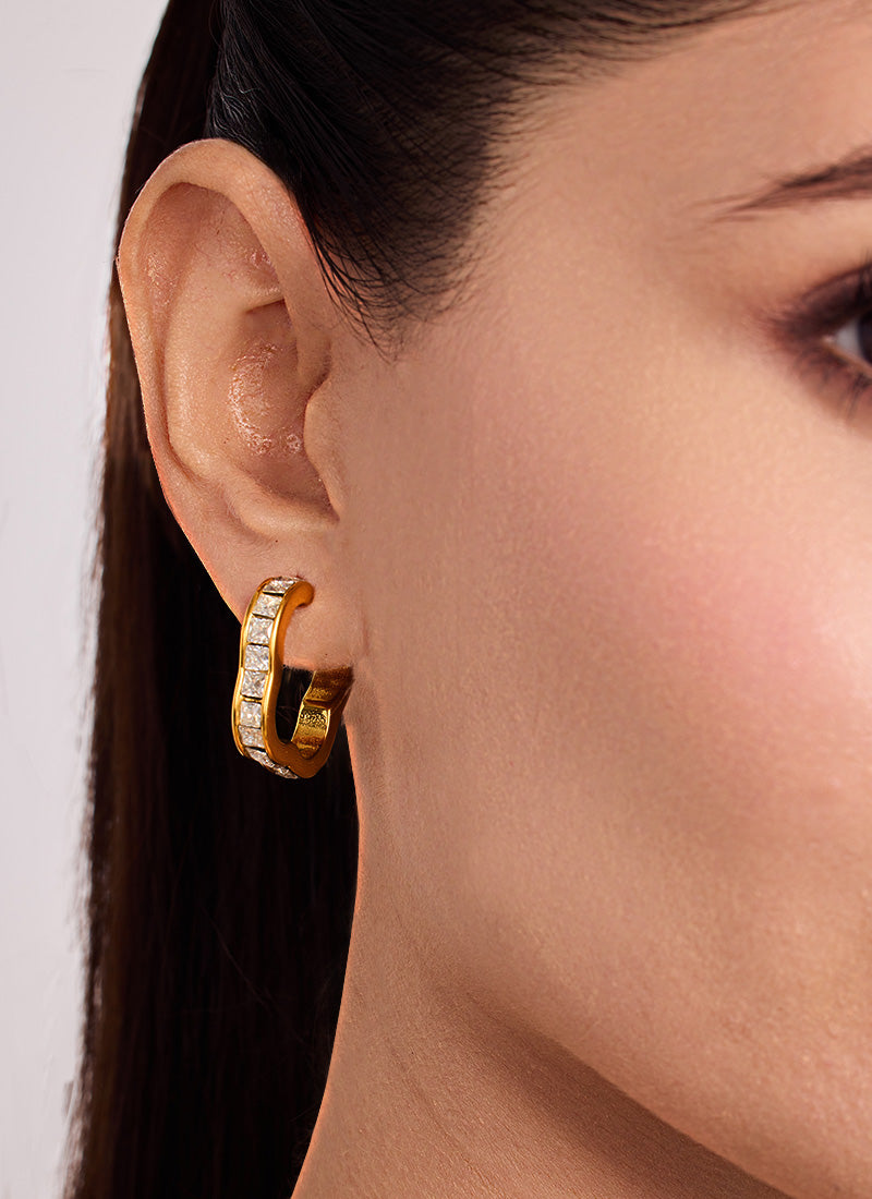 Crystal Ripple Hoop Earrings