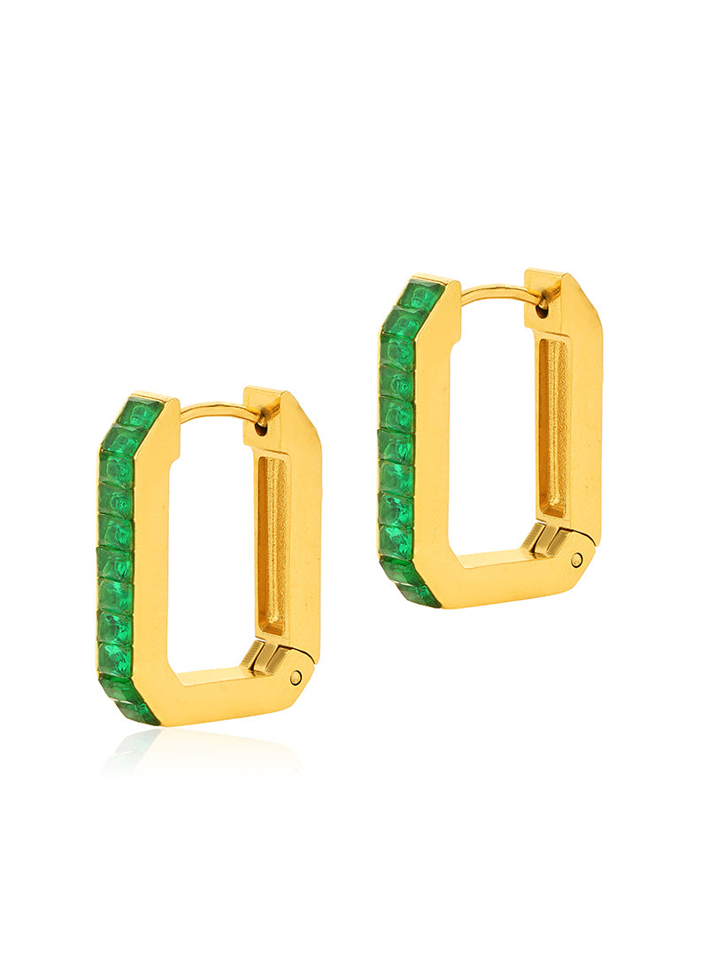 Emerald Edge Hoop Earrings