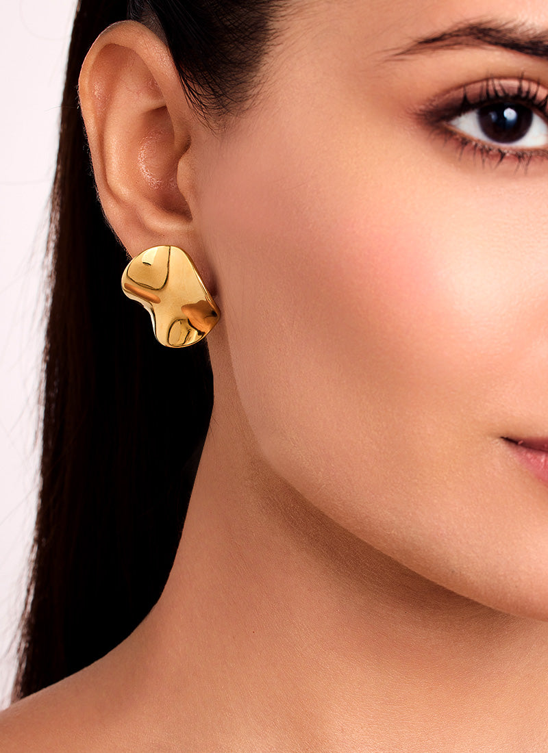 Golden Flux Stud Earrings