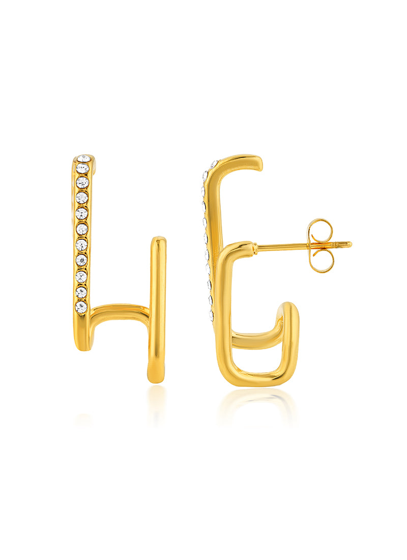 Golden Line Stud Earrings