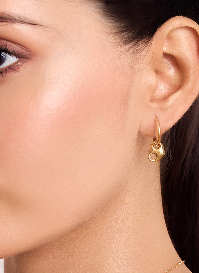 Golden Heart Lock Hoops
