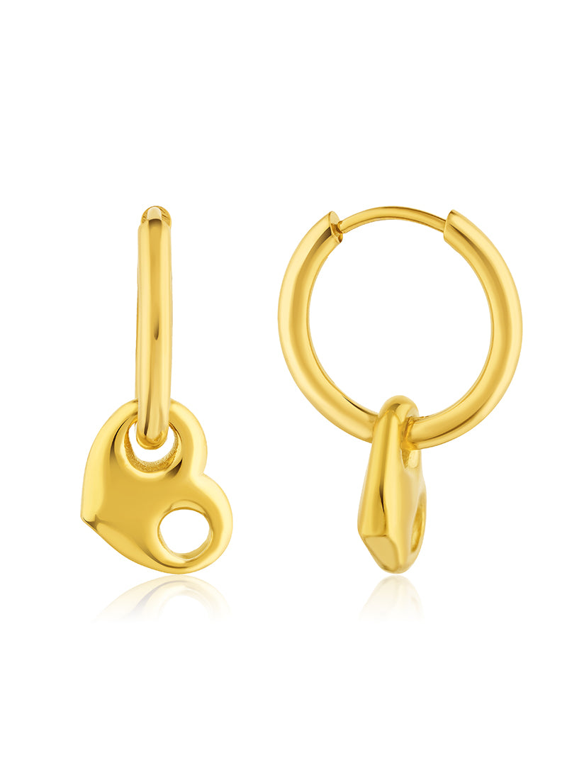 Golden Heart Lock Hoops