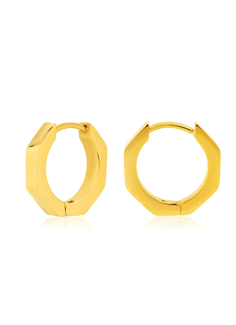 Golden Facet Hoop Huggies