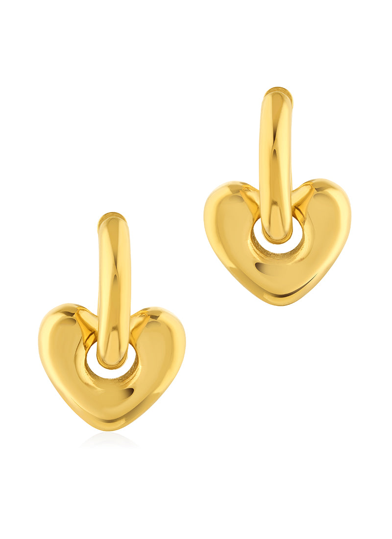 Golden Link Heart Earrings:BYOS
