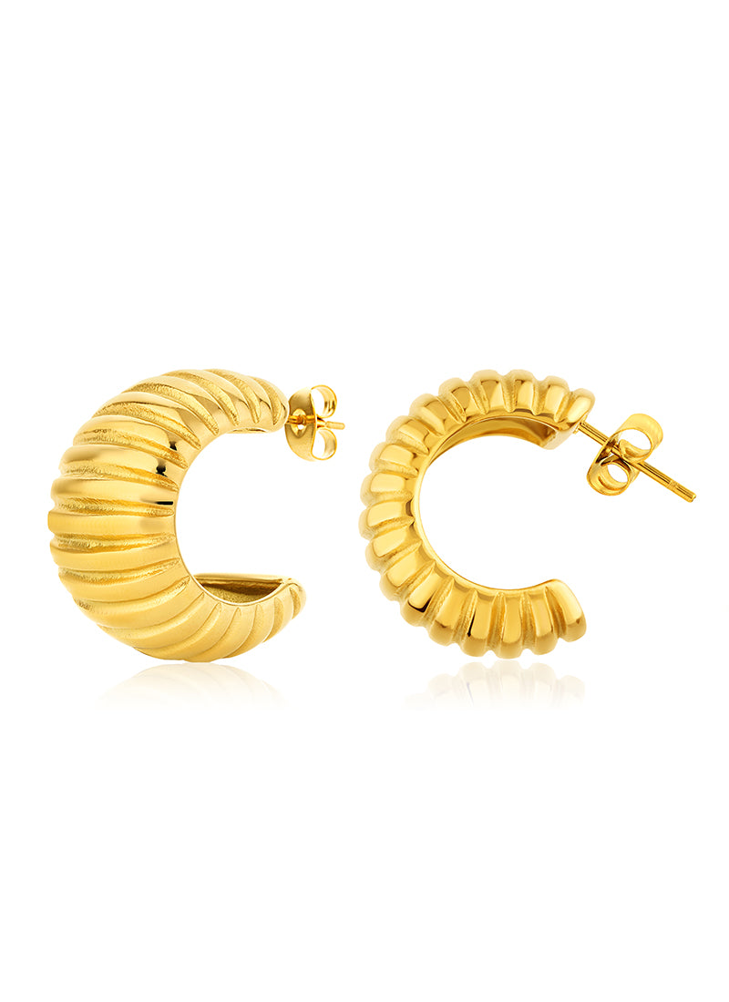 Ribbed Golden Curve Earrings:BYOS