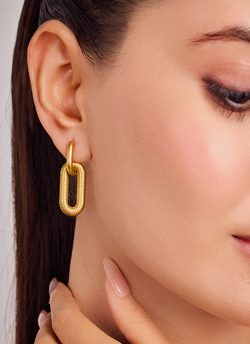 Golden Coil Link Earrings