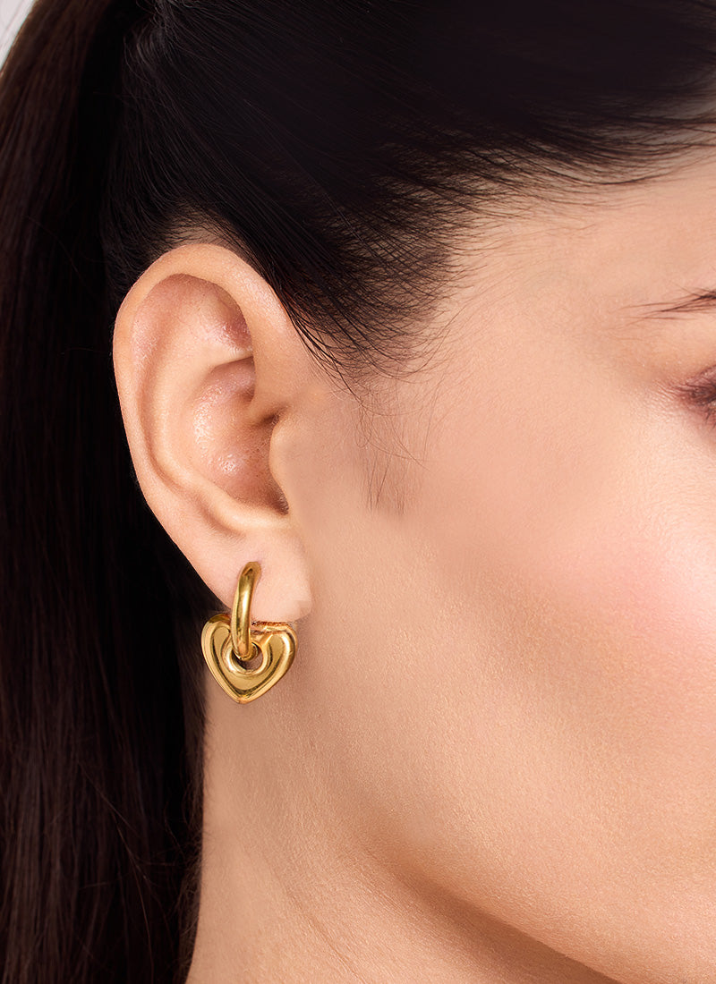 Golden Link Heart Earrings