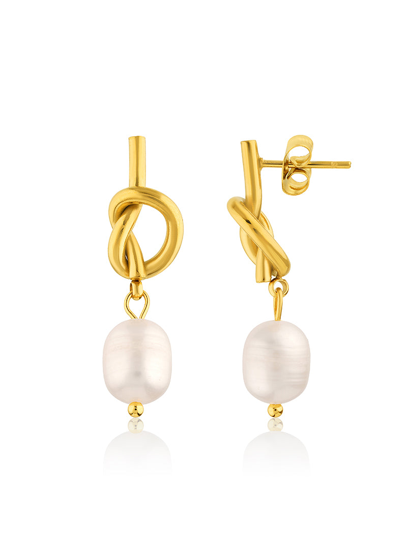 Pearl Glow Knot Earrings