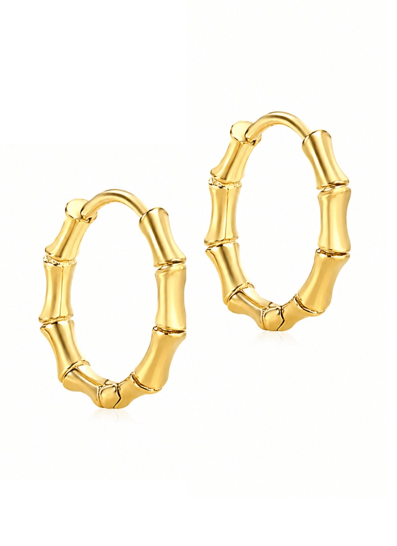 Golden Bamboo Hoop Earrings