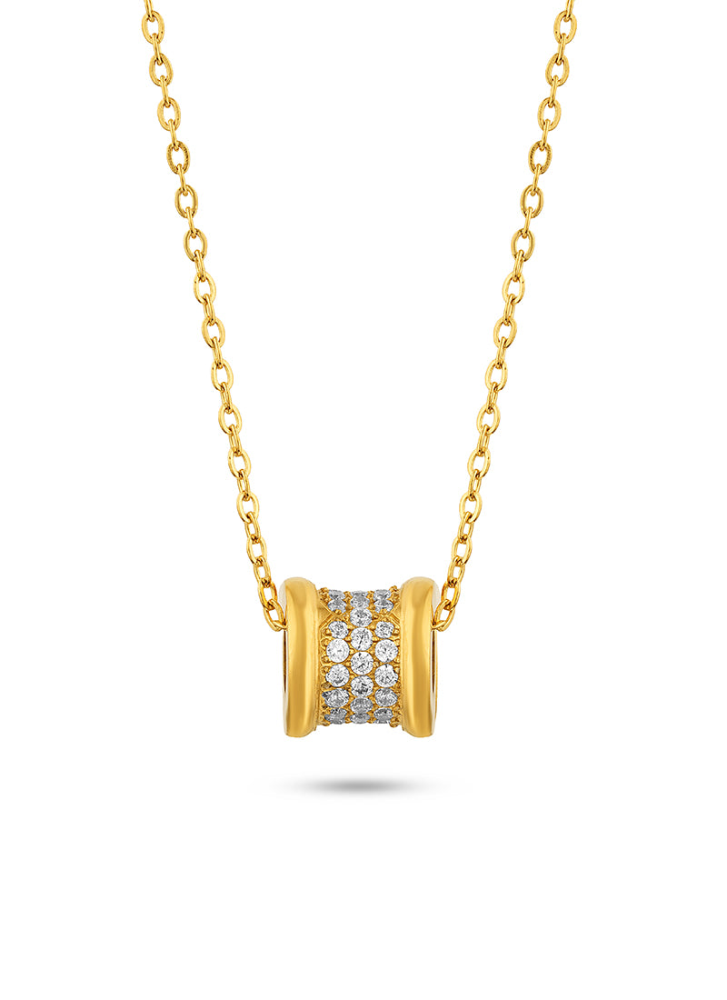 Golden Pavé Barrel Necklace